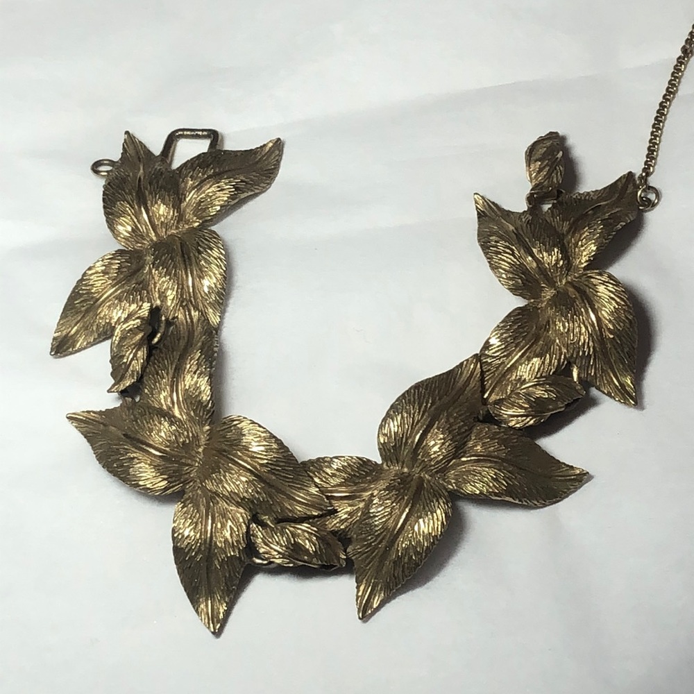 Gold Leaf Vintage Costume Bracelet